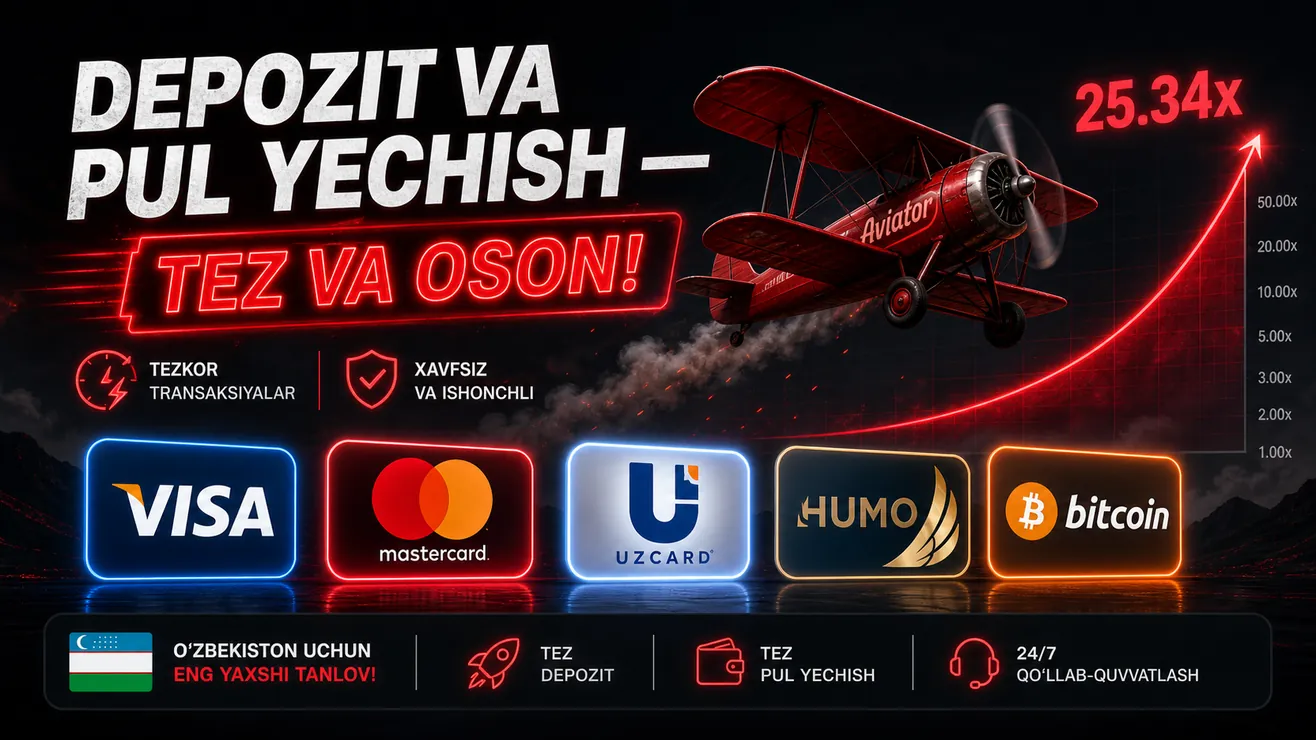 Aviator kazino depozit va pul yechish — UzCard, Humo va kripto usullari